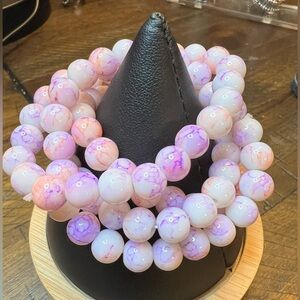 Elegant Pink and Purple Glass Beaded Bracelet Lot of 4 - Lot 595